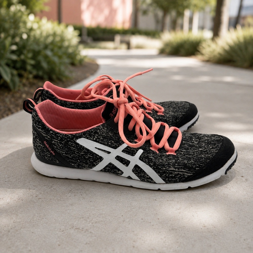 ASICS Metrolyte Womens Walking Shoes Black White Peach Melba Q651N Size 7 US